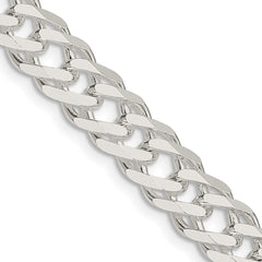 Sterling Silver 7.75mm 6 Side D/C Flat Double Curb Chain - 5