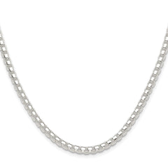 Sterling Silver Rhodium-plated Polished 4mm Round Box Chain - 5