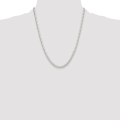 Sterling Silver Rhodium-plated Polished 4mm Round Box Chain