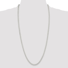 Sterling Silver Rhodium-plated Polished 4mm Round Box Chain - 3