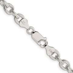Sterling Silver 6.25mm Fancy Patterned Rolo Chain - 4