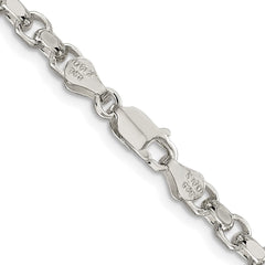 Sterling Silver Rhodium-plated 4mm Diamond-cut Rolo Chain - 7