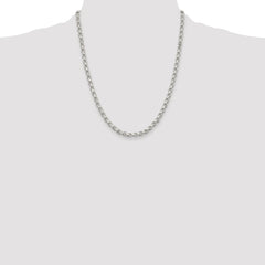 Sterling Silver Rhodium-plated 4mm Diamond-cut Rolo Chain - 7