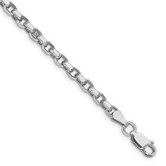 Sterling Silver Rhodium-plated 3.5mm Diamond-cut Rolo Chain - 8
