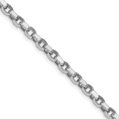 Sterling Silver Rhodium-plated 3.5mm Diamond-cut Rolo Chain - 7