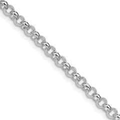 Sterling Silver Rhodium-plated 4mm Rolo Chain - 6