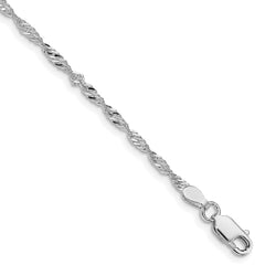 Sterling Silver Rhodium-plated 2mm Singapore Chain - 5