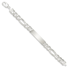 Sterling Silver Figaro Link ID Bracelet - 13