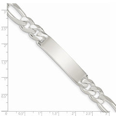 Sterling Silver Figaro Link ID Bracelet - 13