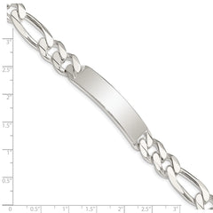 Sterling Silver Figaro Link ID Bracelet - 13