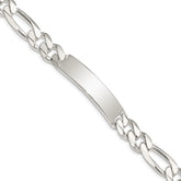 Sterling Silver Figaro Link ID Bracelet - 13