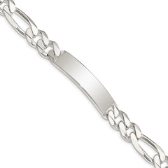 Sterling Silver Figaro Link ID Bracelet - 13