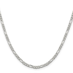 Sterling Silver 3mm Pavâ Flat Figaro Chain - 2