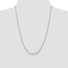 Sterling Silver 3mm Pavâ Flat Figaro Chain - 3