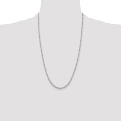 Sterling Silver 3mm Pavâ Flat Figaro Chain - 7