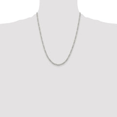 Sterling Silver Rhodium-plated 3mm Pavâ Flat Figaro Chain - 7