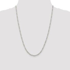 Sterling Silver Rhodium-plated 3mm Pavâ Flat Figaro Chain - 8