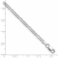 Sterling Silver Rhodium-plated 3mm Pavâ Flat Figaro Chain - 2