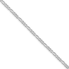 Sterling Silver Rhodium-plated 3mm Pavâ Flat Figaro Chain - 8