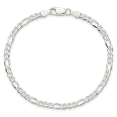Sterling Silver 4mm Pavâ Flat Figaro Chain - 6