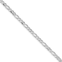 Sterling Silver Rhodium-plated 4mm Pavâ Flat Figaro Chain - 6