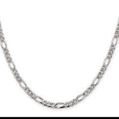 Sterling Silver 4.3mm Pavâ Flat Figaro Chain - 9