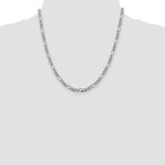 Sterling Silver 4.3mm Pavâ Flat Figaro Chain - 6