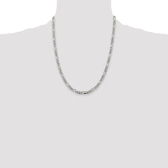 Sterling Silver 4.3mm Pavâ Flat Figaro Chain - 9