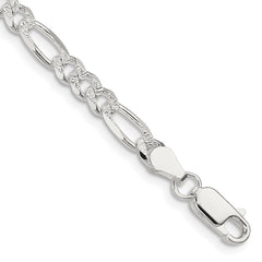 Sterling Silver 4.3mm Pavâ Flat Figaro Chain - 11