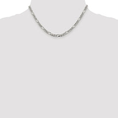 Sterling Silver Rhodium-plated 4.3mm Pavâ Flat Figaro Chain