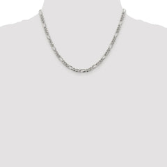 Sterling Silver Rhodium-plated 4.3mm Pavâ Flat Figaro Chain - 2