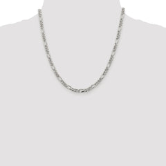 Sterling Silver Rhodium-plated 4.3mm Pavâ Flat Figaro Chain - 9