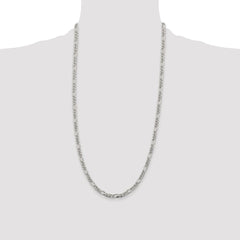Sterling Silver Rhodium-plated 4.3mm Pavâ Flat Figaro Chain - 11