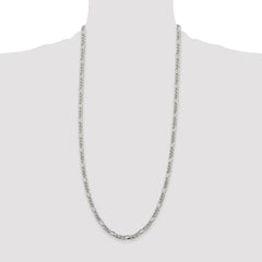 Sterling Silver Rhodium-plated 4.3mm Pavâ Flat Figaro Chain - 6