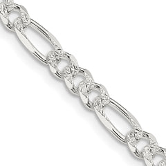 Sterling Silver 4.3mm Pavâ Flat Figaro Chain - 10