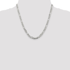 Sterling Silver 5.5mm Pavâ Flat Figaro Chain - 5