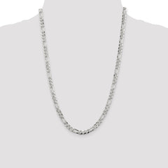 Sterling Silver 5.5mm Pavâ Flat Figaro Chain - 8