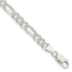 Sterling Silver 5.5mm Pavâ Flat Figaro Chain - 10
