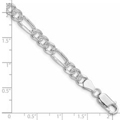 Sterling Silver Rhodium-plated 5.5mm Pavâ Flat Figaro Chain - 10