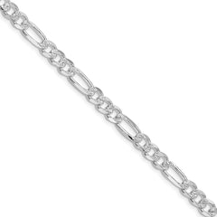 Sterling Silver Rhodium-plated 5.5mm Pavâ Flat Figaro Chain - 8