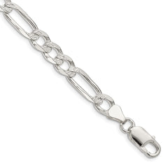 Sterling Silver 7.0mm Pavâ Flat Figaro Chain - 11