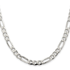 Sterling Silver Rhodium-plated 6.75mm Pavâ Flat Figaro Chain - 11