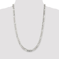 Sterling Silver Rhodium-plated 6.75mm Pavâ Flat Figaro Chain - 6