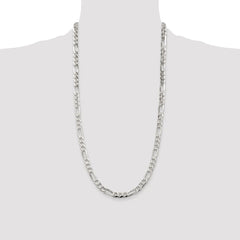 Sterling Silver Rhodium-plated 6.75mm Pavâ Flat Figaro Chain - 2