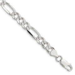 Sterling Silver 7.25mm Pavâ Flat Figaro Chain - 7