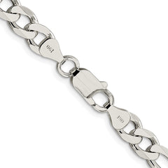 Sterling Silver Rhodium-plated 7.25mm Pavâ Flat Figaro Chain - 6