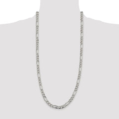 Sterling Silver Rhodium-plated 7.25mm Pavâ Flat Figaro Chain - 4