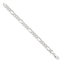 Sterling Silver 8mm Pave Flat Figaro Chain