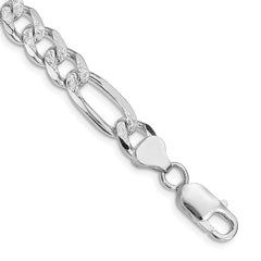Sterling Silver Rhodium-plated 8mm Pavâ Flat Figaro Chain - 2