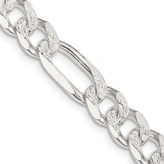 Sterling Silver 8mm Pavâ Flat Figaro Chain - 3
